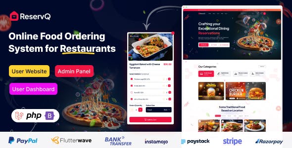 Reservq - Online Food Ordering System for Restaurants Laravel Script