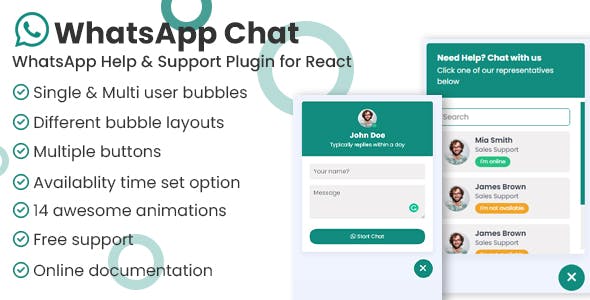 WhatsHelp - WhatsApp Help and Support Plugin for React