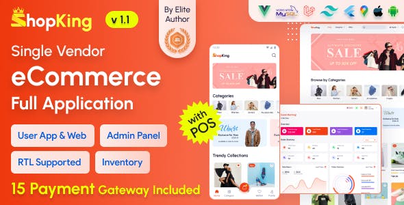 ShopKing - eCommerce App with Laravel Website & Admin Panel with POS | Inventory Management