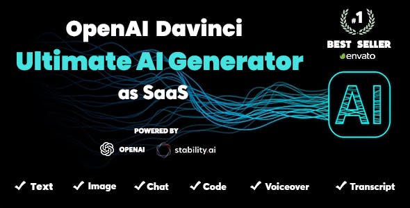 OpenAI Davinci - AI Content, Text, Chat, Image, Video, Voice, Transcript, and Code Generator as SaaS